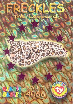 TY Beanie Babies BBOC Card - Series 3 Wild (MAGENTA) - FRECKLES the Leopard