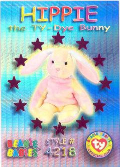 TY Beanie Babies BBOC Card - Series 3 Wild (MAGENTA) - HIPPIE the Ty-Dye Bunny