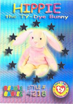 TY Beanie Babies BBOC Card - Series 3 Wild (SILVER) - HIPPIE the Ty-Dye Bunny