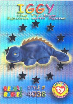 TY Beanie Babies BBOC Card - Series 3 Wild (SILVER) - IGGY the Ty-Dye Iguana with Spine