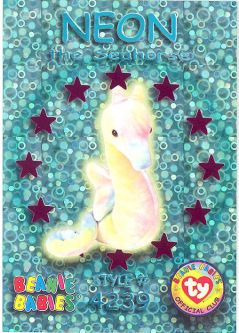 TY Beanie Babies BBOC Card - Series 3 Wild (MAGENTA) - NEON the Seahorse