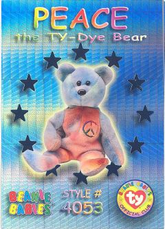 TY Beanie Babies BBOC Card - Series 3 Wild (TEAL) - PEACE the Ty-Dye Bear