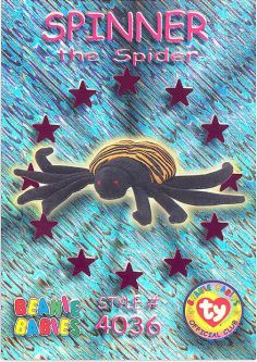 TY Beanie Babies BBOC Card - Series 3 Wild (MAGENTA) - SPINNER the Spider