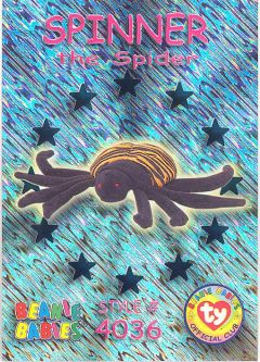 TY Beanie Babies BBOC Card - Series 3 Wild (TEAL) - SPINNER the Spider