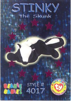 TY Beanie Babies BBOC Card - Series 3 Wild (MAGENTA) - STINKY the Skunk