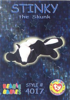 TY Beanie Babies BBOC Card - Series 3 Wild (TEAL) - STINKY the Skunk