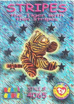 TY Beanie Babies BBOC Card - Series 3 Wild (SILVER) - STRIPES the Tiger with thin stripes