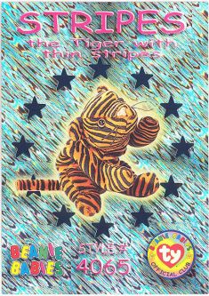 TY Beanie Babies BBOC Card - Series 3 Wild (TEAL) - STRIPES the Tiger with thin stripes