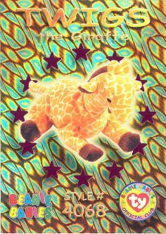 TY Beanie Babies BBOC Card - Series 3 Wild (MAGENTA) - TWIGS the Giraffe