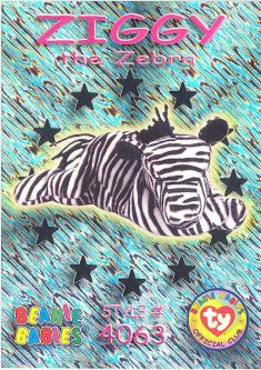 TY Beanie Babies BBOC Card - Series 3 Wild (SILVER) - ZIGGY the Zebra