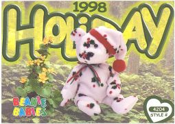TY Beanie Babies BBOC Card - Series 4 Common - 1998 HOLIDAY TEDDY