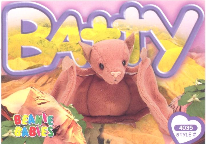 TY Beanie Babies BBOC Card Series 4 Common BATTY the TyDye Bat