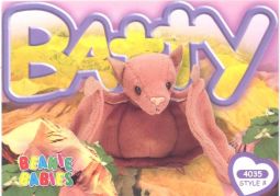 TY Beanie Babies BBOC Card - Series 4 Common - BATTY the Ty-Dye Bat