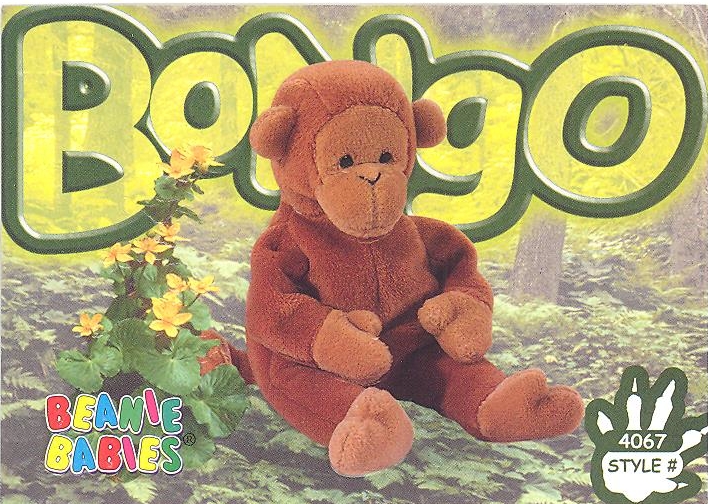 Beanie Card INSERT ONLY RARE 4067 Ty S1 BLUE Retired  *Bongo The Monkey 