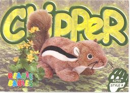 TY Beanie Babies BBOC Card - Series 4 Common - CHIPPER the Chipmunk
