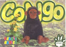 TY Beanie Babies BBOC Card - Series 4 Common - CONGO the Gorilla