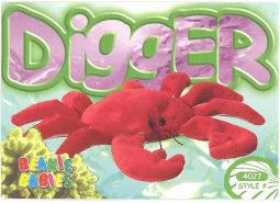 TY Beanie Babies BBOC Card - Series 4 Common - DIGGER the Red Crab