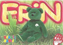 TY Beanie Babies BBOC Card - Series 4 Common - ERIN the Irish Bear