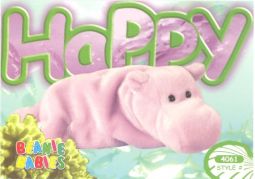 TY Beanie Babies BBOC Card - Series 4 Common - HAPPY the Hippo