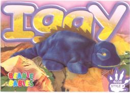 TY Beanie Babies BBOC Card - Series 4 Common - IGGY the Ty-Dye Iguana with Spine