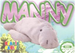 TY Beanie Babies BBOC Card - Series 4 Common - MANNY the Manatee