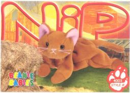 TY Beanie Babies BBOC Card - Series 4 Common - NIP the Gold Cat