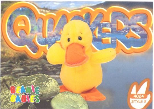 Series 1 Retired TY Beanie Babies BBOC Card BLUE NM/M - QUACKERS the Duck 