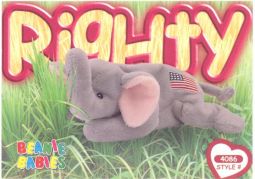 TY Beanie Babies BBOC Card - Series 4 Common - RIGHTY the Elephant