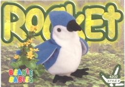 TY Beanie Babies BBOC Card - Series 4 Common - ROCKET the Bluejay