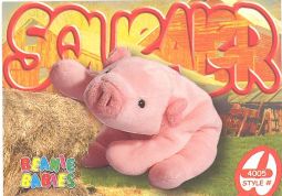 TY Beanie Babies BBOC Card - Series 4 Common - SQUEALER the Pig