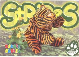 TY Beanie Babies BBOC Card - Series 4 Common - STRIPES the Tiger