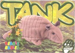 TY Beanie Babies BBOC Card - Series 4 Common - TANK the Armadillo