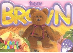 TY Beanie Babies BBOC Card - Series 4 Common - TEDDY BROWN NEW FACE