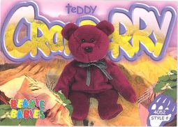 TY Beanie Babies BBOC Card - Series 4 Common - TEDDY CRANBERRY NEW FACE