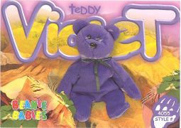 TY Beanie Babies BBOC Card - Series 4 Common - TEDDY VIOLET NEW FACE