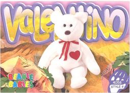 TY Beanie Babies BBOC Card - Series 4 Common - VALENTINO the Bear