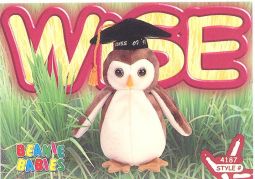 TY Beanie Babies BBOC Card - Series 4 Common - WISE the Graduation Owl
