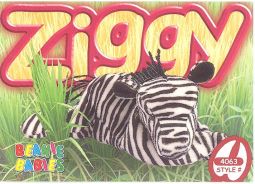 TY Beanie Babies BBOC Card - Series 4 Common - ZIGGY the Zebra