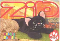 TY Beanie Babies BBOC Card - Series 4 Common - ZIP the Black Cat