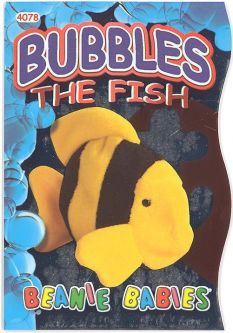 TY Beanie Babies BBOC Card - Series 4 - Beanie/Buddy Left (PURPLE) - BUBBLES the Fish