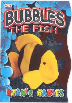 TY Beanie Babies BBOC Card - Series 4 - Beanie/Buddy Left (SILVER) - BUBBLES the Fish
