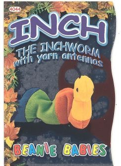 TY Beanie Babies BBOC Card - Series 4 - Beanie/Buddy Left (PURPLE) - INCH the Inchworm