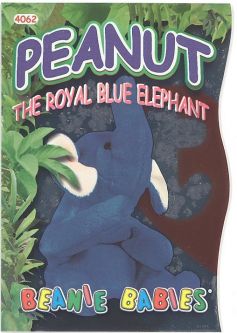 TY Beanie Babies BBOC Card - Series 4 - Beanie/Buddy Left (PURPLE) - PEANUT the Royal Blue Elephant