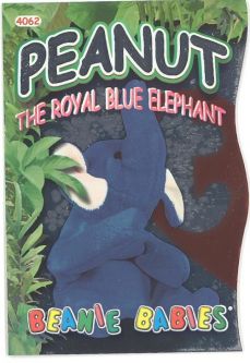 TY Beanie Babies BBOC Card - Series 4 - Beanie/Buddy Left (SILVER) - PEANUT the Royal Blue Elephant