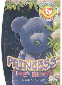 TY Beanie Babies BBOC Card - Series 4 - Beanie/Buddy Left (ORANGE) - PRINCESS the Bear