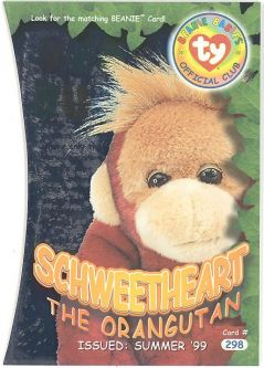 TY Beanie Babies BBOC Card - Series 4 - Beanie/Buddy Left (ORANGE) - SCHWEETHEART the Orangutan
