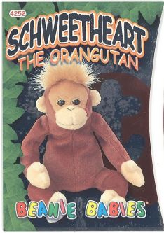 TY Beanie Babies BBOC Card - Series 4 - Beanie/Buddy Left (SILVER) - SCHWEETHEART the Orangutan