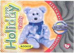 TY Beanie Babies BBOC Card - Series 4 Birthday (SILVER) - 1999 HOLIDAY TEDDY
