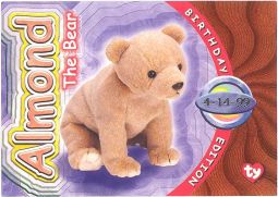 TY Beanie Babies BBOC Card - Series 4 Birthday (ORANGE) - ALMOND the Bear