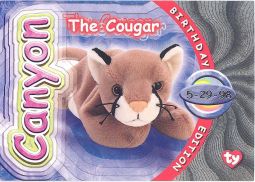 TY Beanie Babies BBOC Card - Series 4 Birthday (SILVER) - CANYON the Cougar